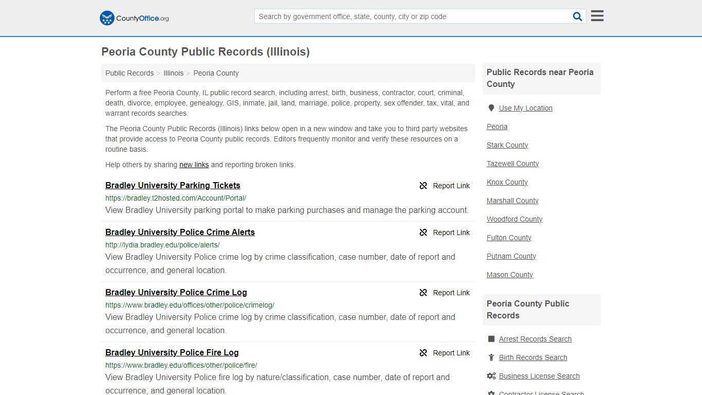 Public Records - Peoria County, IL (Business, Criminal, GIS, Property ...